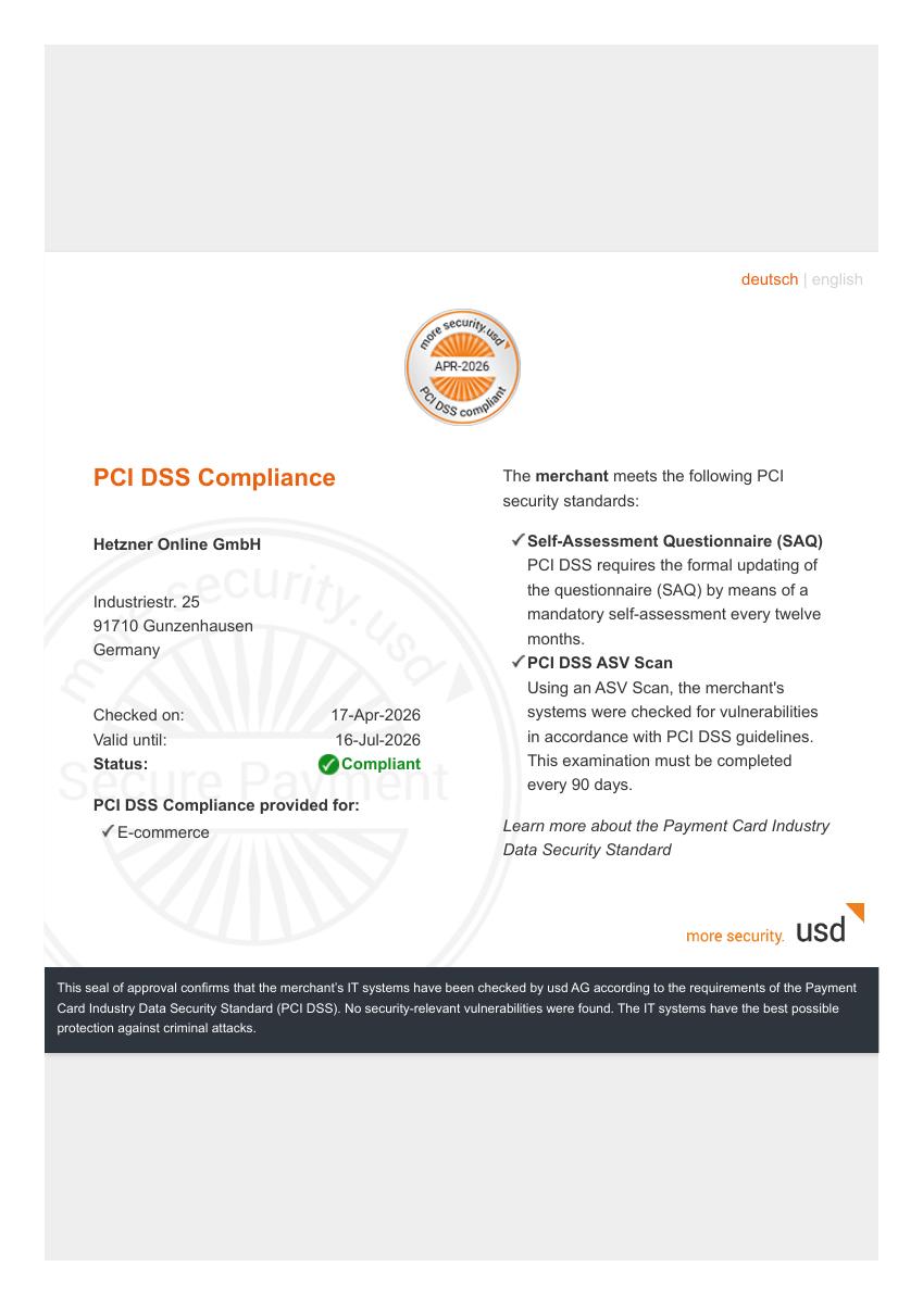 Vista previa de Conformidad PCI DSS