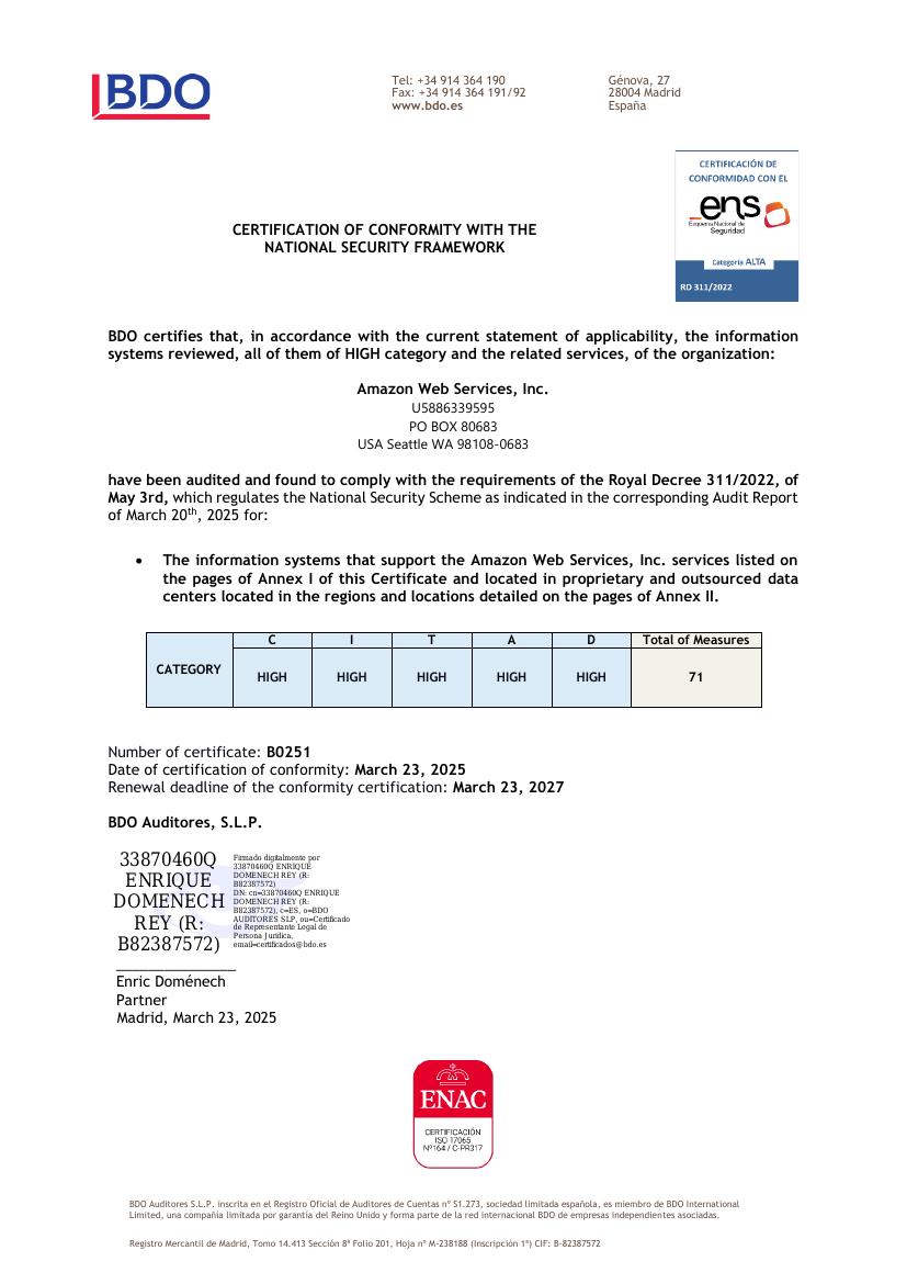 Vista previa de Certificado ENS Categoría Alta